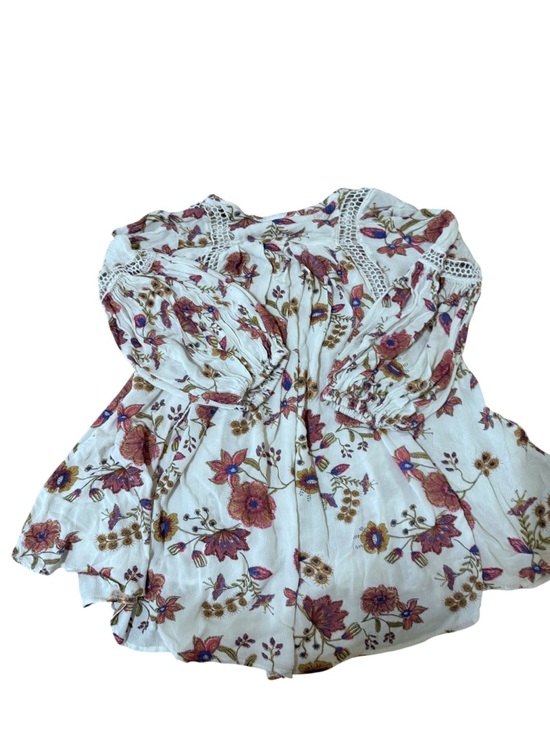 Free People Cream Floral V-Neck Peasant Tunic - Picture 4 of 6